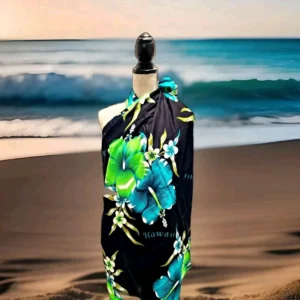 Pareo Hawaii Swimwear Cover Up Sarong Lava Wrap Dress - Teal Green - Extra Long