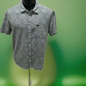 RVCA Aloha Hawaiian Shirt Sleeve Button ~ Sage ~ Mens Sz Large