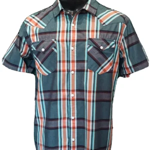 LEVI'S Vintage Plaid Blue Black Button Up Short Sleeve ~ Size Mens Large