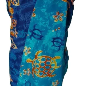 Pareo Hawaiian Swimwear Cover Up Sarong Lava Wrap Turquoise Aqua Blue